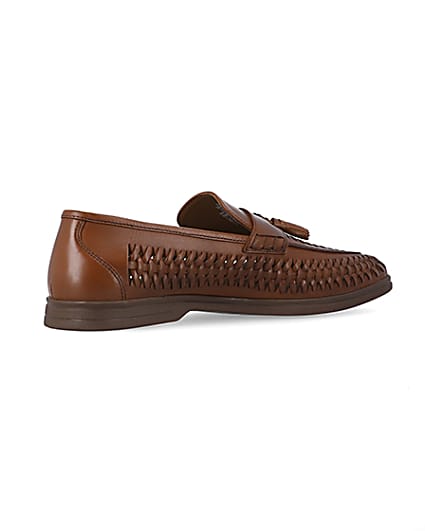360 degree animation of product Brown leather weave loafers frame-13