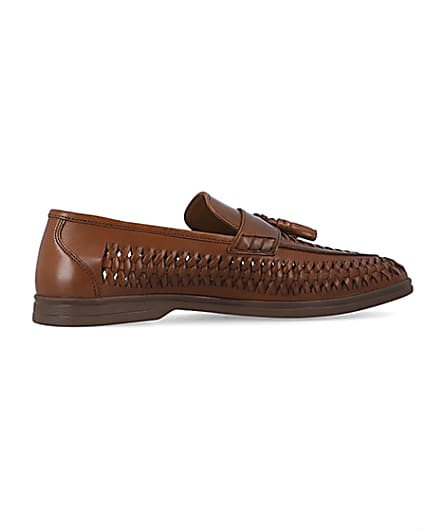 360 degree animation of product Brown leather weave loafers frame-14