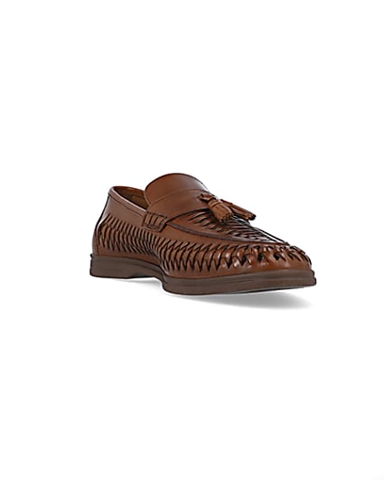 360 degree animation of product Brown leather weave loafers frame-19