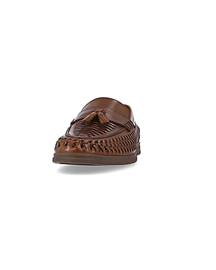 360 degree animation of product Brown leather weave loafers frame-22