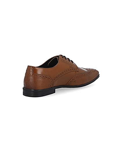 360 degree animation of product Brown leather wide fit brogue derby shoes frame-12