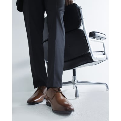 Brown Leather Wide Fit Derby Shoes