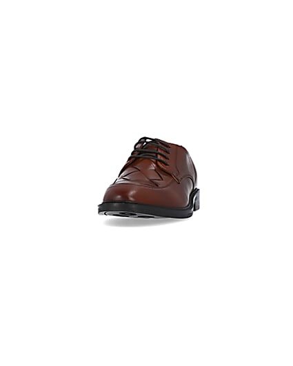 360 degree animation of product Brown Leather Woven Derby shoes frame-22