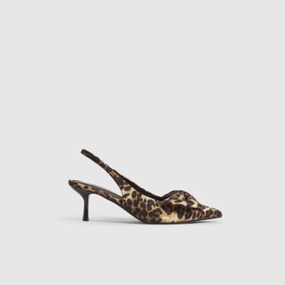 Leopard Bow Kitten Heel Court Shoes