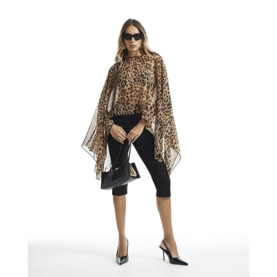 Leopard Chiffon Waterfall Cape