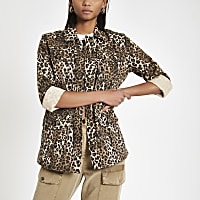 Brown leopard print army jacket