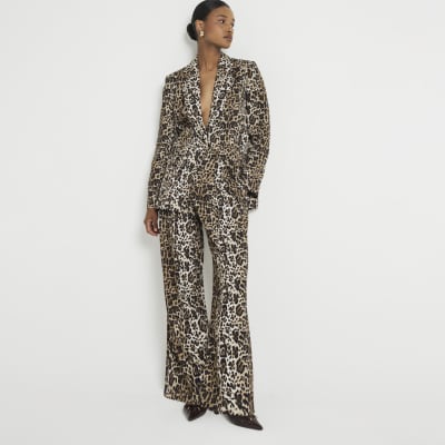 Brown leopard print blazer River Island