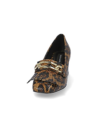 360 degree animation of product Brown leopard print block heel loafers frame-22
