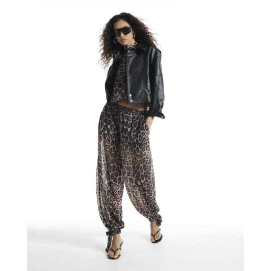 River Island Brown Leopard Print Chiffon Balloon Trousers