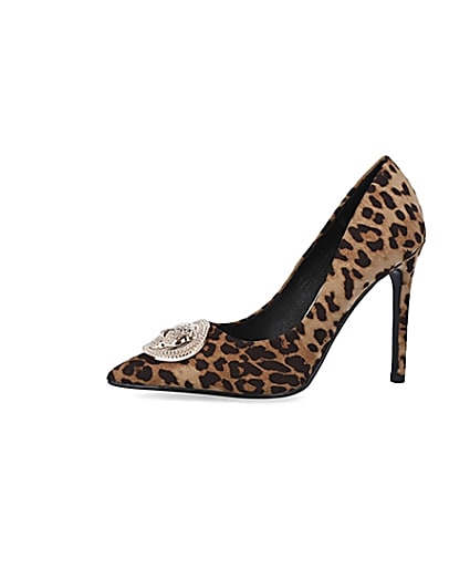 360 degree animation of product Brown leopard print court shoes frame-2