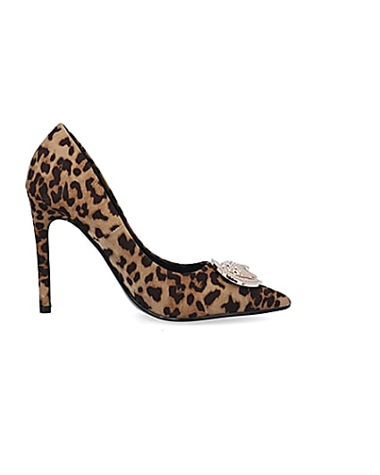 360 degree animation of product Brown leopard print court shoes frame-15