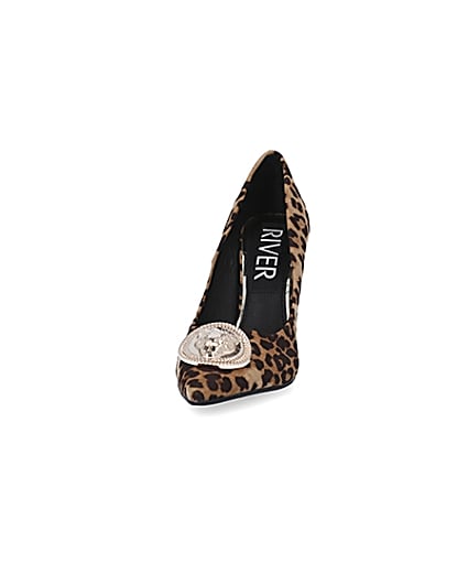 360 degree animation of product Brown leopard print court shoes frame-22