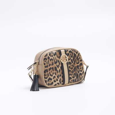 Brown leopard print cross body bag