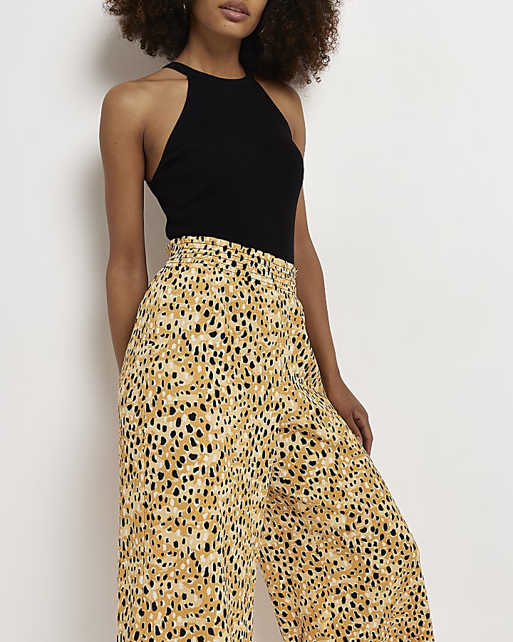 Brown leopard print culottes