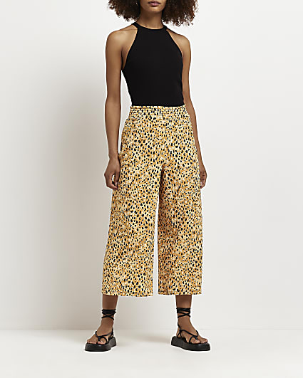 Brown leopard print culottes