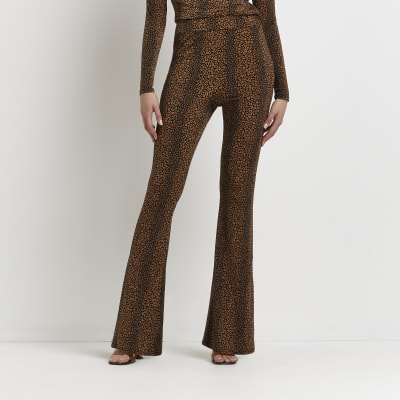 leopard flared trousers