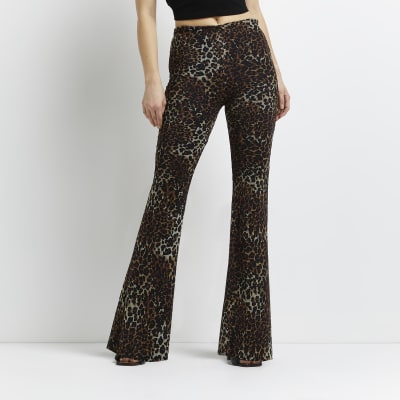 flared leopard print trousers