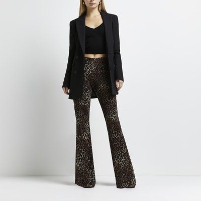 flared leopard print trousers bershka