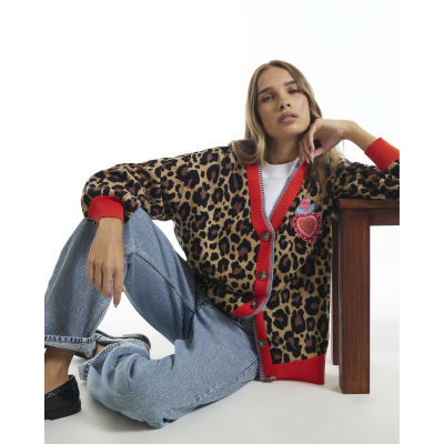 Leopard Print Floral Heart Cardigan