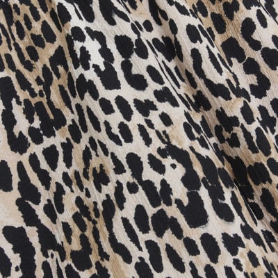 Brown leopard print high waisted shorts River Island