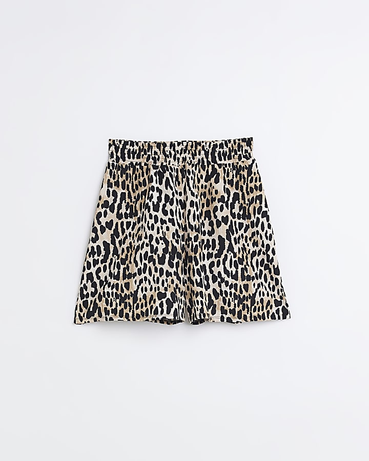 Brown leopard print high waisted shorts