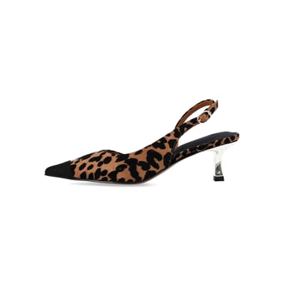 Leopard print shop kitten heel sandals