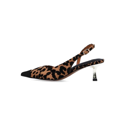 Leopard skin kitten hot sale heel shoes