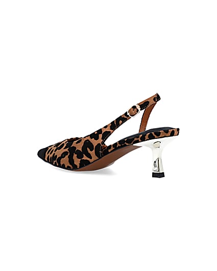 360 degree animation of product Brown leopard print kitten heel court shoes frame-6