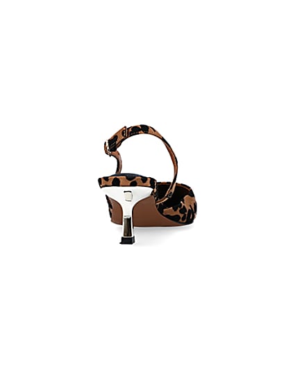 360 degree animation of product Brown leopard print kitten heel court shoes frame-10