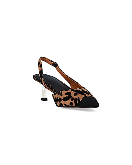 360 degree animation of product Brown leopard print kitten heel court shoes frame-19