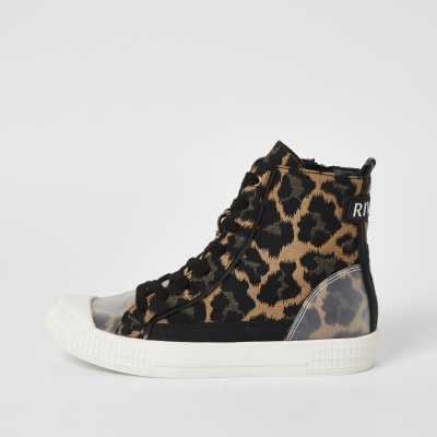 leopard print high top trainers