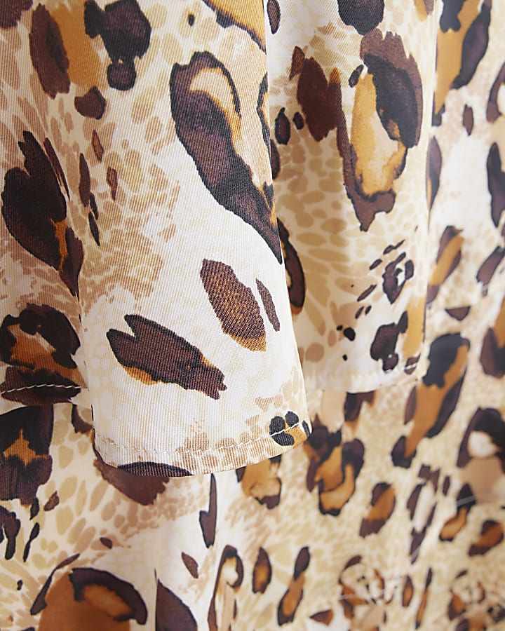 Brown leopard print layered jumpsuit