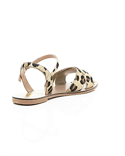 360 degree animation of product Brown leopard print leather sandals frame-13