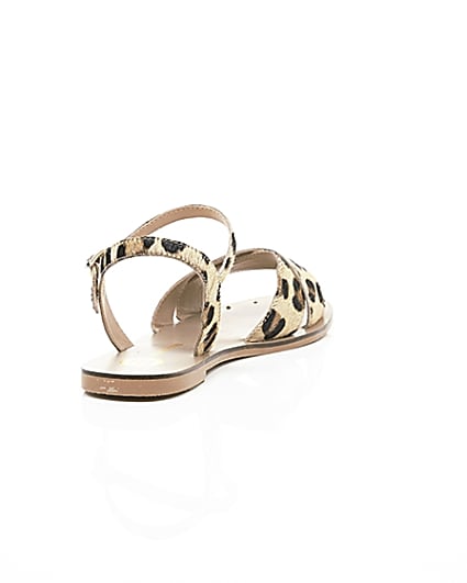 360 degree animation of product Brown leopard print leather sandals frame-14