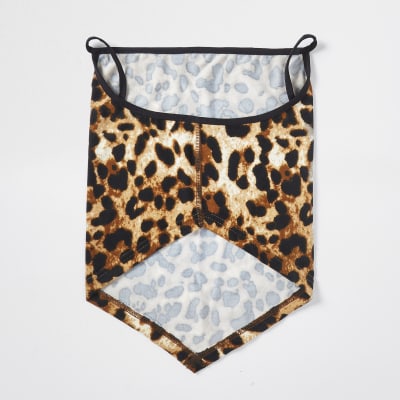 Brown leopard print longline face covering
