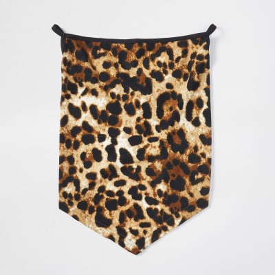 Brown leopard print longline face covering