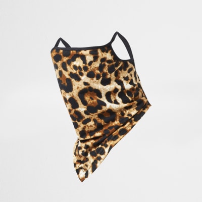 Brown leopard print longline face covering