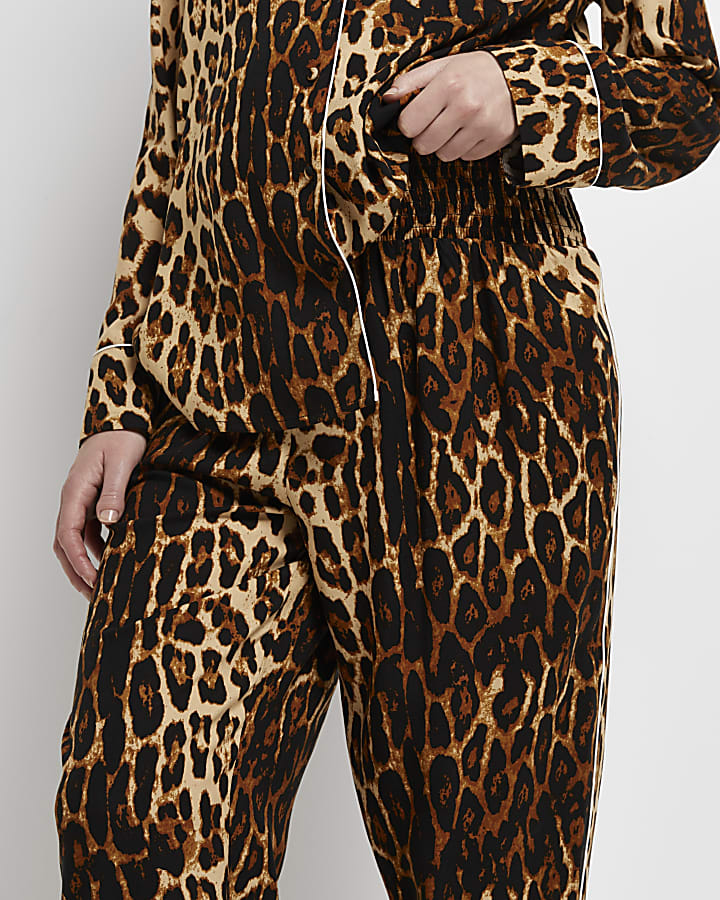 Brown leopard print maternity pyjama trousers