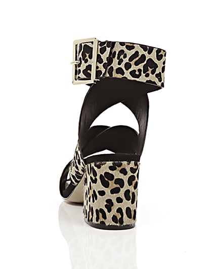 360 degree animation of product Brown leopard print pony hair sandals frame-16