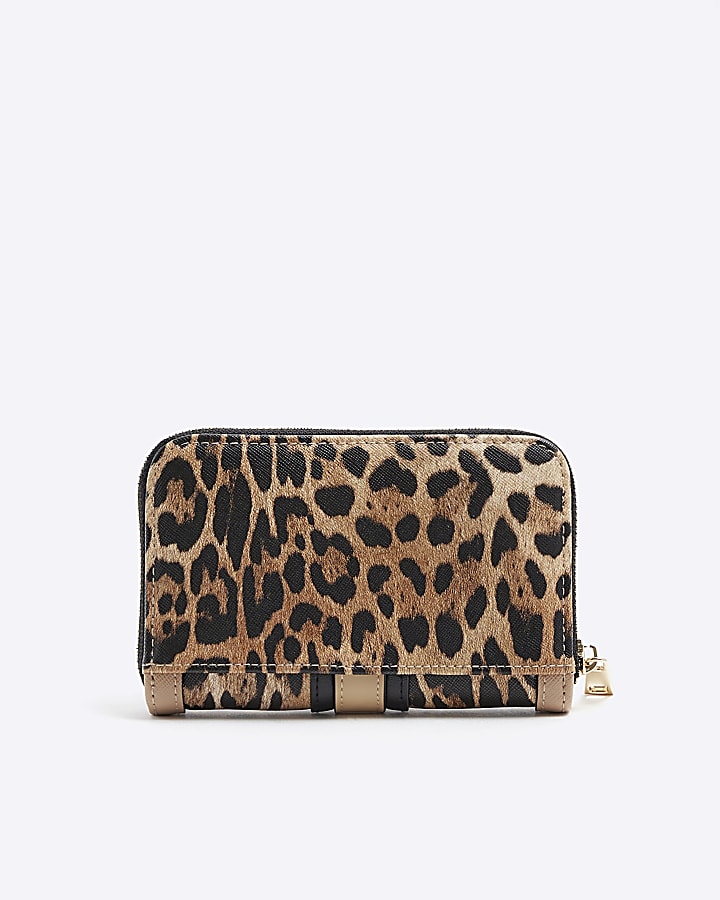 Brown leopard print purse | River Island