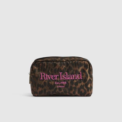 Leopard Print RI Logo Makeup Bag