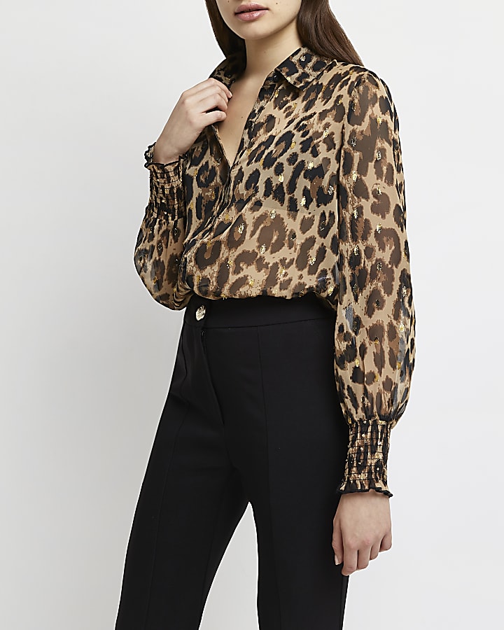 Brown leopard print shirt
