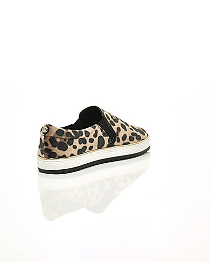 360 degree animation of product Brown leopard print slip on chunky plimsolls frame-13