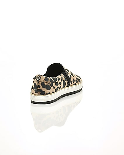 360 degree animation of product Brown leopard print slip on chunky plimsolls frame-14
