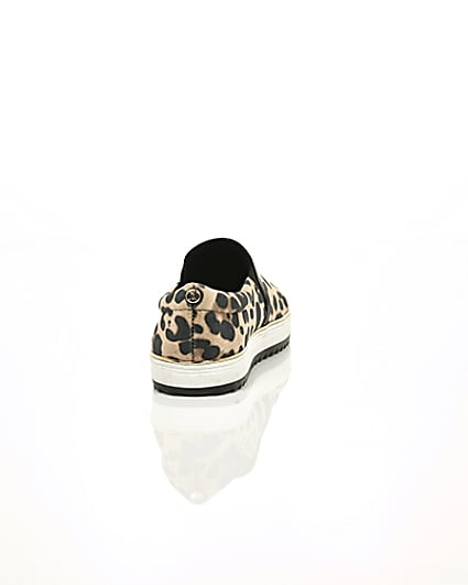 360 degree animation of product Brown leopard print slip on chunky plimsolls frame-15