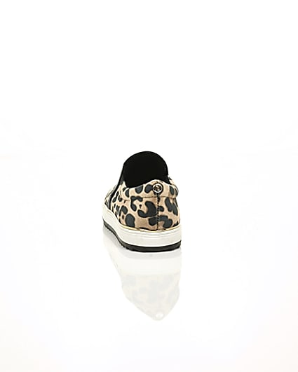 360 degree animation of product Brown leopard print slip on chunky plimsolls frame-16