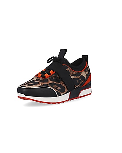 360 degree animation of product Brown leopard print trainers frame-0