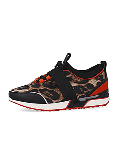 360 degree animation of product Brown leopard print trainers frame-2