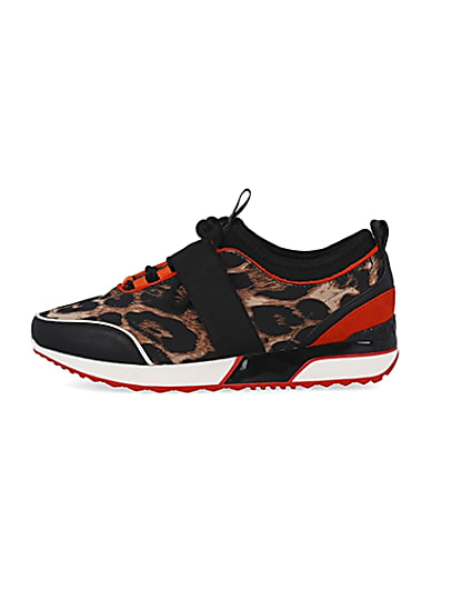360 degree animation of product Brown leopard print trainers frame-3