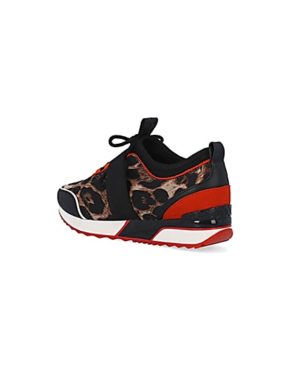 360 degree animation of product Brown leopard print trainers frame-6